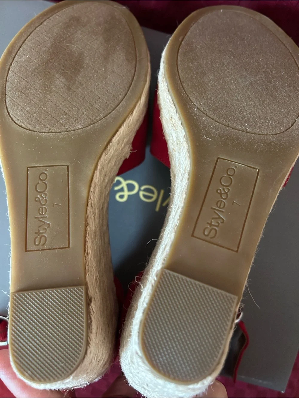 Style & Co. Red Espadrille Wedge Sandals